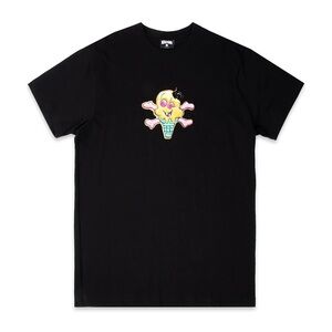 Black Graphic Tee with Ice Cream Design